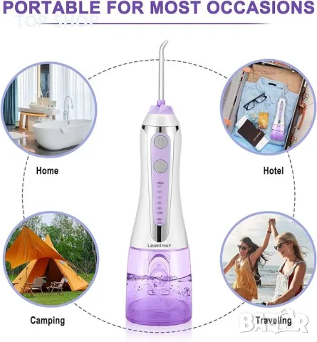 Зъбен душ Leominor Water Flosser акумулаторен, снимка 3 - Маши за коса - 48875374