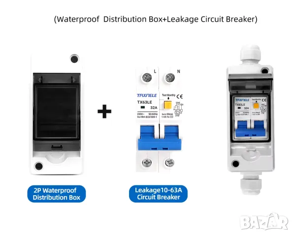 IP65 Водоустойчива електрическа разпределителна кутия с DC соларен прекъсвач MCB 63A, снимка 9 - Друга електроника - 49917156
