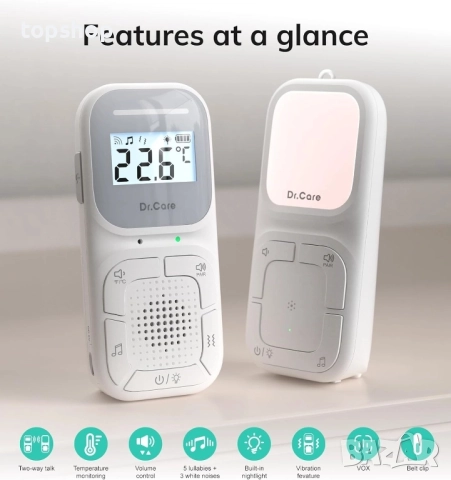 ЧИСТО НОВ, ТЕСТВАН Преносим бебешки аудио монитор и звуков бебефон NeoGo с обхват от 300 метра..., снимка 7 - Бебефони - 51598000