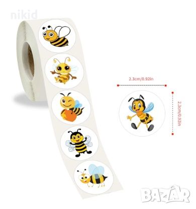 100 бр пчели пчела пчелички малки самозалепващи лепенки стикери ръчна изработка подарък, снимка 1 - Други - 45555175