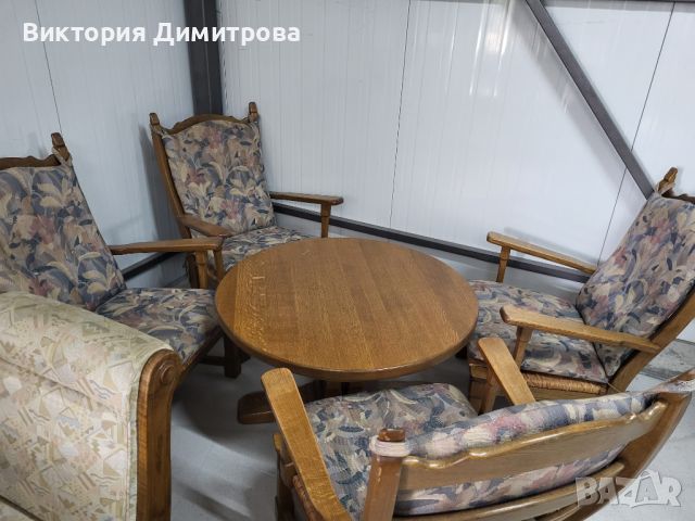 Комплект от 4 стола и маса, снимка 1 - Градински мебели, декорация  - 45551440