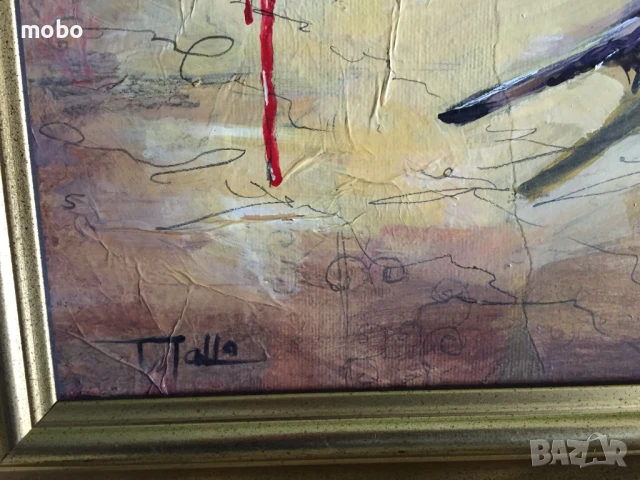 Картина „Композиция“ , маслени бои/платно, Художник: Пламен Николов , снимка 5 - Картини - 50443428