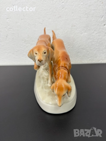 Порцеланова фигурка Royal Dux ловни кучета. №7478, снимка 3 - Колекции - 52047886