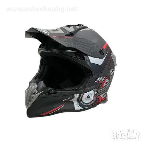 Мотокрос каска 188 - размер XL - Matt Black/Grey Red