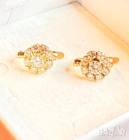 Дамски обеци жълто злато и брилянти, снимка 11 - Обеци - 52470761