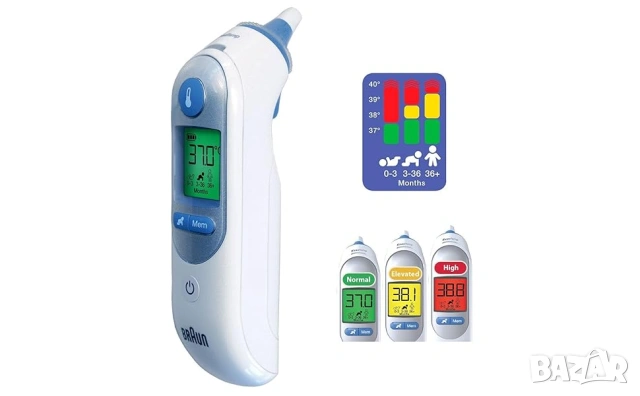 Термометър Braun Thermoscan 7 Нов нарушена опакова. Бял или черен, снимка 9 - Други - 53375852