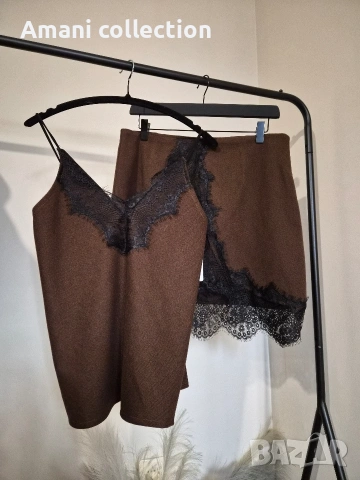 Топ и пола с вълна и дантела LBD, снимка 5 - Поли - 52419388