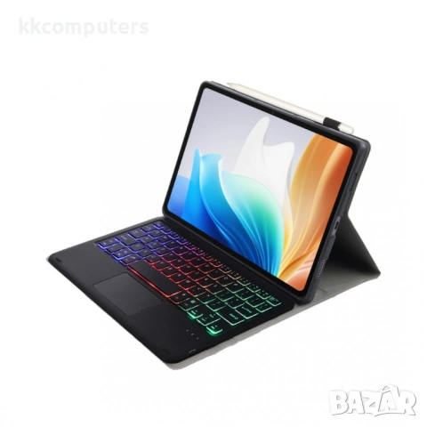 OP14-AS Кожен Калъф с Bluetooth Клавиатура с Тъчпад за OnePlus Pad Go / OPPO Pad Air2 / Neo - Стойка, снимка 5 - Резервни части за телефони - 53888966