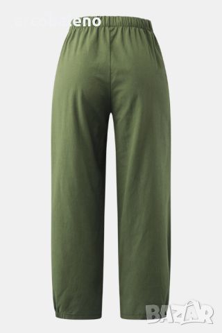 Дамски памучно-ленени скъсени панталони с висока талия, 6цвята , снимка 3 - Панталони - 45880781
