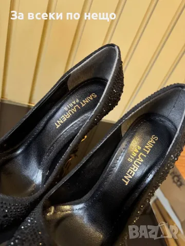 Yves Saint Laurent Дамски Черни Обувки На Златен Метален Ток - 2 Модела Код E271, снимка 3 - Дамски обувки на ток - 50415262