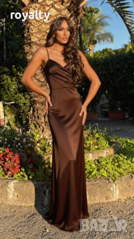 Нова Стилна Дамска Рокля Различни Цветове Синя / Кафява / Зелена , снимка 2 - Рокли - 54121830