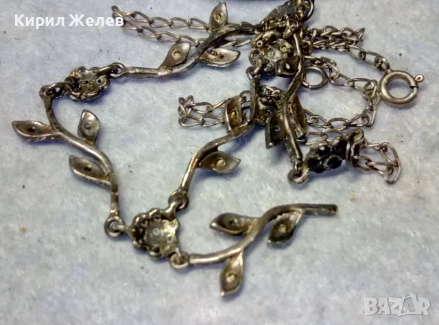 РАЗКОШНО ФЛОРАЛНО СКЪПОЦЕННО СРЕБЪРНО КОЛИЕ СРЕБРО 925 с ЮВЕЛИРНО ФАСЕТИРАНИ МАРКАЗИТИ 37725, снимка 14 - Колиета, медальони, синджири - 49606164