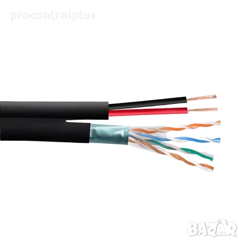 Кабел FTP Cat.5E CU 24AWG+2x0.75 mm