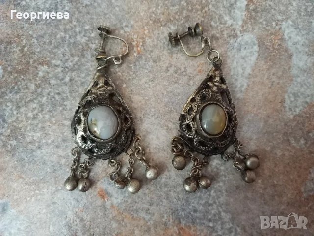 Стари възрожденски обеци с естествени камъни 