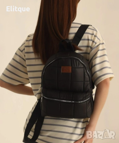 Модерна дамска капитонирана раница 30/27 см, шушлекова материя, снимка 2 - Раници - 52894989