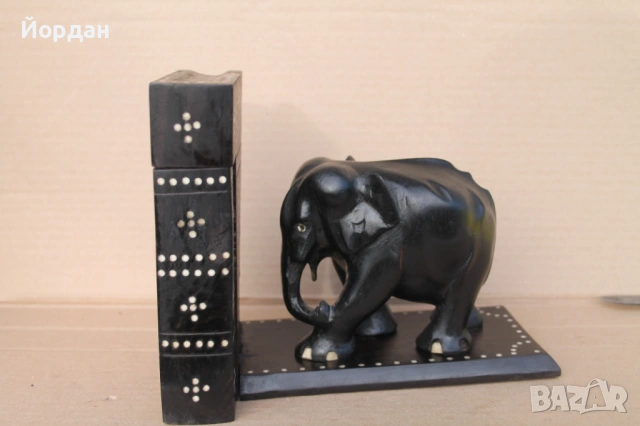 Дървена фигура Слон за Книга, снимка 2 - Антикварни и старинни предмети - 54149880