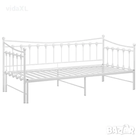 vidaXL Рамка за легло, разтегателен диван, бяла, метал, 90x200 см（SKU:324759), снимка 3 - Спални и легла - 48016760