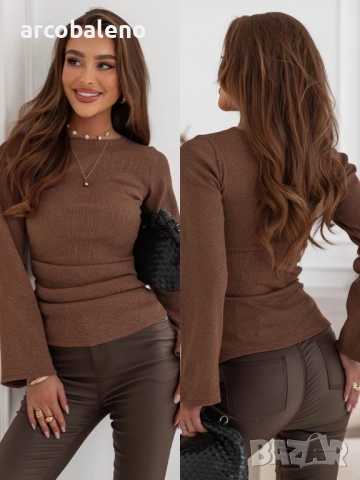 Дамска блуза на райета с волани от Zennia, 4цвята , снимка 10 - Блузи с дълъг ръкав и пуловери - 52031097