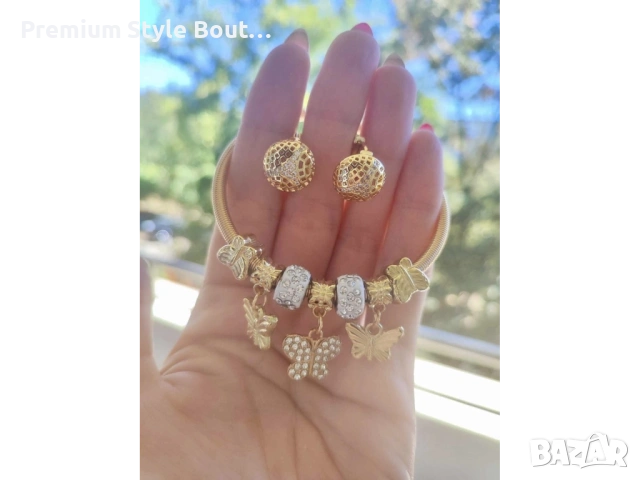 комплект гривна и обеци от медицинска стомана 