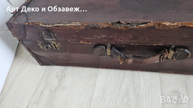 Стар кожен куфар, снимка 4 - Антикварни и старинни предмети - 53942610