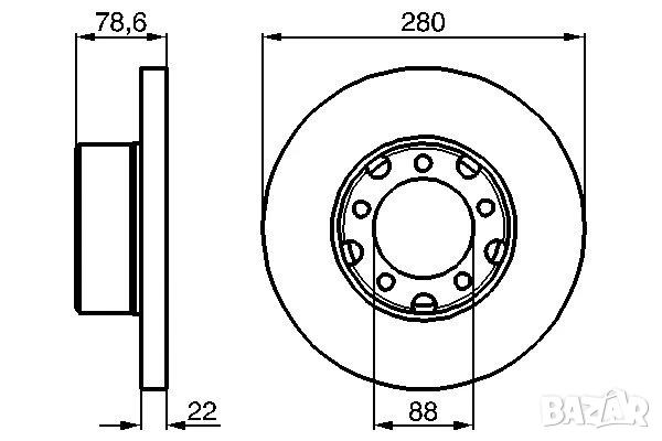 Диск спирачен преден дeсен/ляв за MERCEDES T1(602),(B602),T1/TN,T2/L,T2/LN1 2.3-5.7D 70-96г.№ M2691P, снимка 3 - Части - 50686247