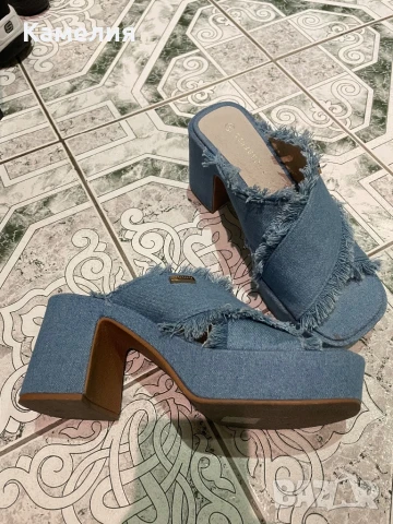 Дънкови сандали с ток, снимка 3 - Дамски обувки на ток - 51259094