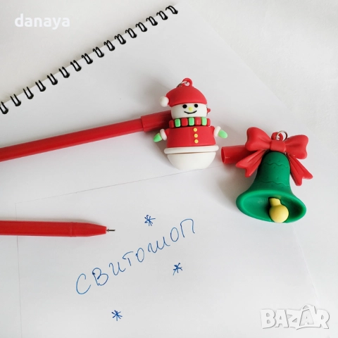 6214 Химикалка с коледна висулка коледен химикал тънкописец, снимка 5 - Ученически пособия, канцеларски материали - 52736090