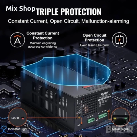 Ново Захранване за CO2 лазер VEVOR 150W, снимка 3 - Друга електроника - 54288441