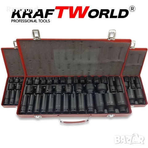 Комплект ударни вложки 35 части KraftWorld – 1/2″, 8–32 мм, шестостенни, снимка 2 - Други инструменти - 51465388