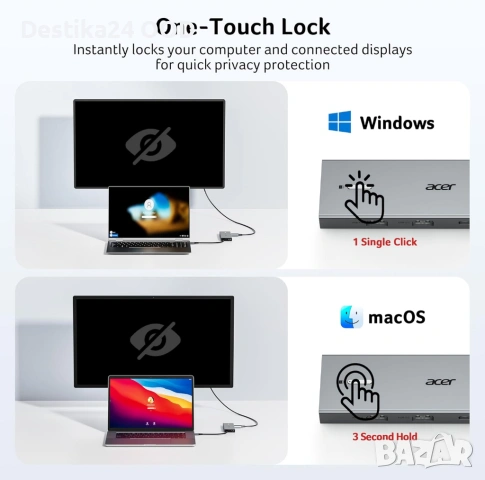 USB-C Докинг станция 9-в-1 за лаптоп – 2x HDMI 4K, USB 3.0, SD, 100W, снимка 9 - Друга електроника - 53721607