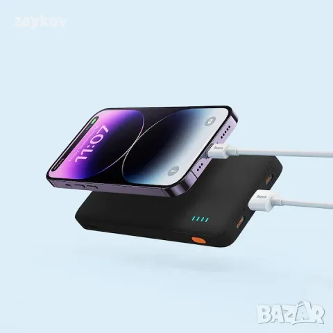 Външна батерия Baseus Airpow, 10000mAh, 20W, 1 x USB, 1 x USB Type-C,черна, снимка 3 - Оригинални батерии - 48330428