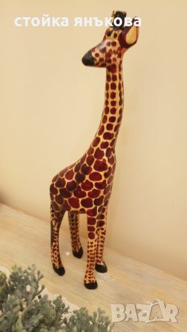 Продавам дървен жираф, ръчна изработка, снимка 2 - Декорация за дома - 45148321