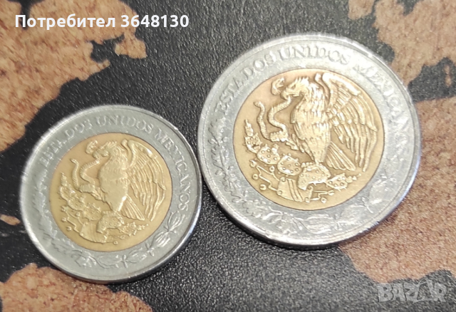 Монети Мексико - 2 бр, [1983-1993], снимка 2 - Нумизматика и бонистика - 44937064