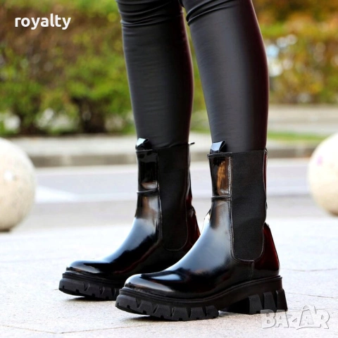 Равни боти - черен лак, снимка 2 - Дамски боти - 54160022