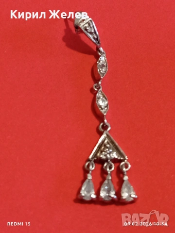 Винтидж сребърна обеца с инкрустирани кристали стил Арт Деко прекрасна 53341, снимка 9 - Обеци - 53410636