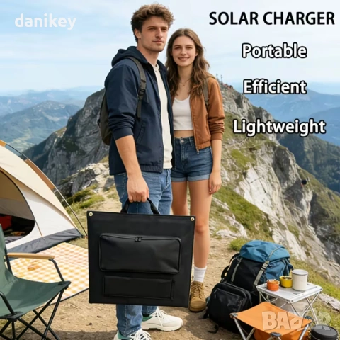 Мощен Сгъваем Соларен Панел 120W – Монокристален | USB-C, XT60, DC за Къмпинг, снимка 9 - Къмпинг осветление - 54152494