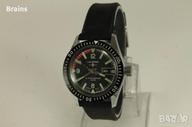 1960's LUCERNE Швейцарски Дамски Дайвърски Часовник НОВ