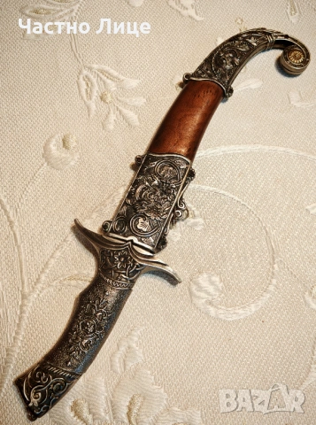 Рядък Голям Турски Османски Ислямски Кинжал Нож Ятаган  , снимка 2 - Антикварни и старинни предмети - 53308316