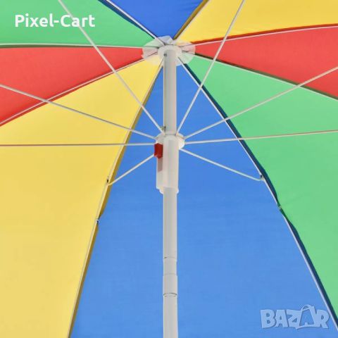 Многоцветен плажен чадър с чупещо рамо, снимка 8 - Други стоки за дома - 46459667