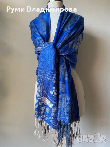 Тъмносин шал/ различни видове, с етикет, снимка 3 - Шалове - 49367965