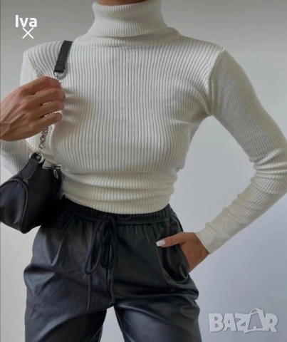 Поло от топъл еластичен плат  –  различни цветове и размери черен, бежов и бял, снимка 4 - Блузи с дълъг ръкав и пуловери - 52068532