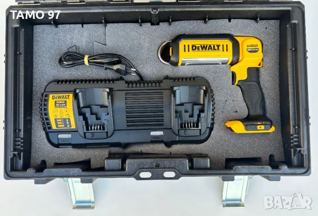 Dewalt DCL050 Лед фенер с Dewalt DCB132 двойно зарядно и куфар, снимка 1 - Други инструменти - 46704610