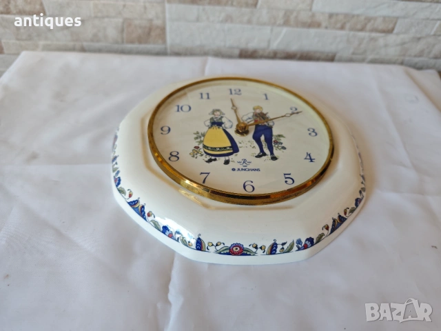 Порцеланов немски стенен часовник - Junghans - 1980г., снимка 7 - Антикварни и старинни предмети - 54105955