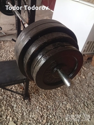 Продавам щанга , тежести 100кг , и лежанка , снимка 5 - Фитнес уреди - 53928344
