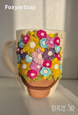 чаша полимерна глина Цветна градина , снимка 2 - Декорация за дома - 53661873