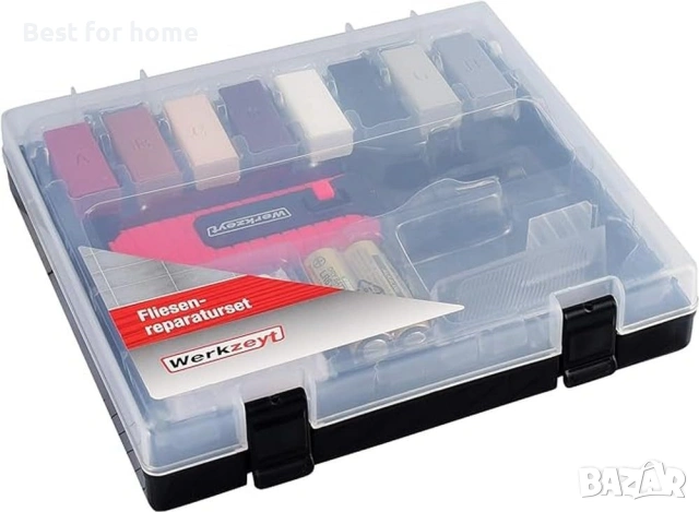 B27692 Комплект за ремонт на плочки 14 части - 8 различни нюанса - Включва разтопител за восък, снимка 2 - Отвертки - 53658081