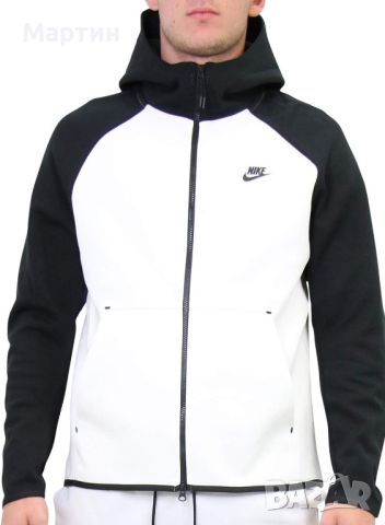 Мъжко горнище Nike Tech Fleece Black/White - размер XL