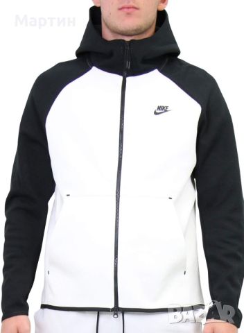 Мъжко горнище Nike Tech Fleece Black/White - размер XL, снимка 1 - Спортни дрехи, екипи - 45880433