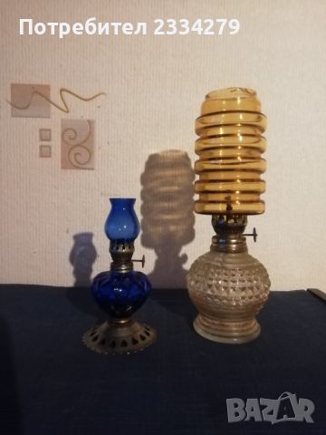 Оригинална миниатюрна маслена лампа от кобалтово синьо стъкло, снимка 2 - Статуетки - 46316376