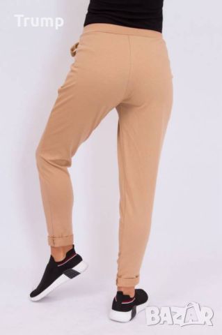 Ефектен панталон с премятане, цвят беж, снимка 4 - Панталони - 45109140